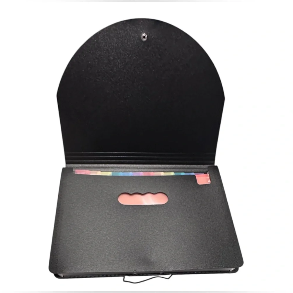 Portable Expanding 12-Pocket Black Accordion File Folder Document Organizer NWT